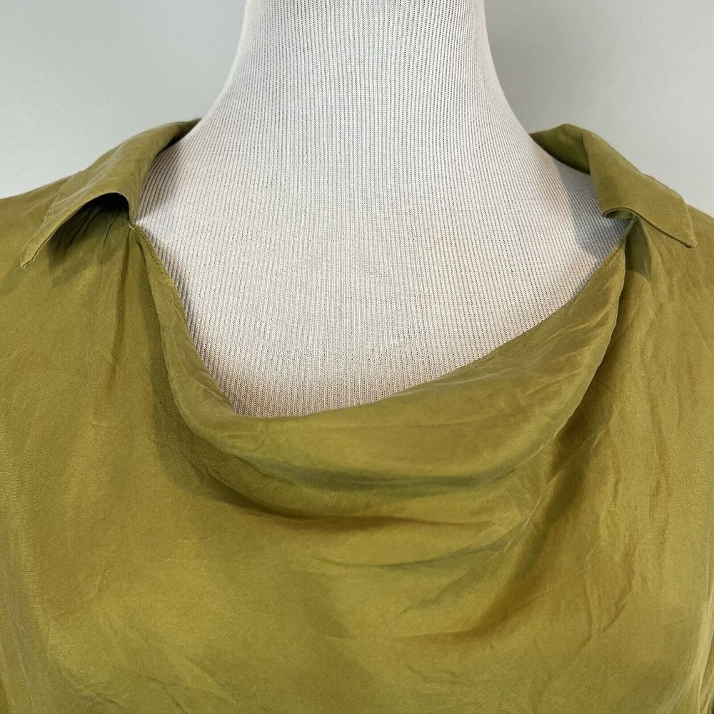Sundance Silk Tunic Blouse Collared Scoop Neck Roll Tab Long Sleeves Size Large - Picture 2 of 9